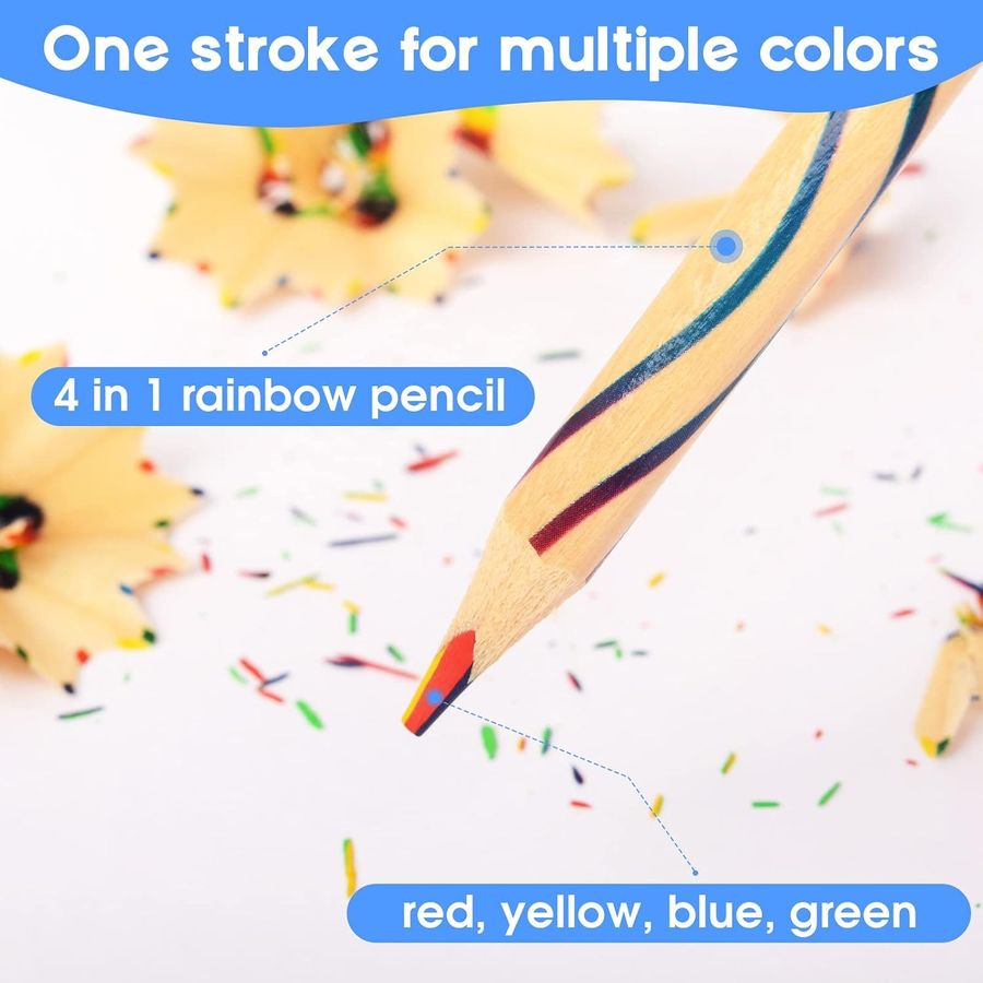ThEast 4-in-1 Rainbow Pencils, 140 Pack (14 Boxes of 10) — view 3