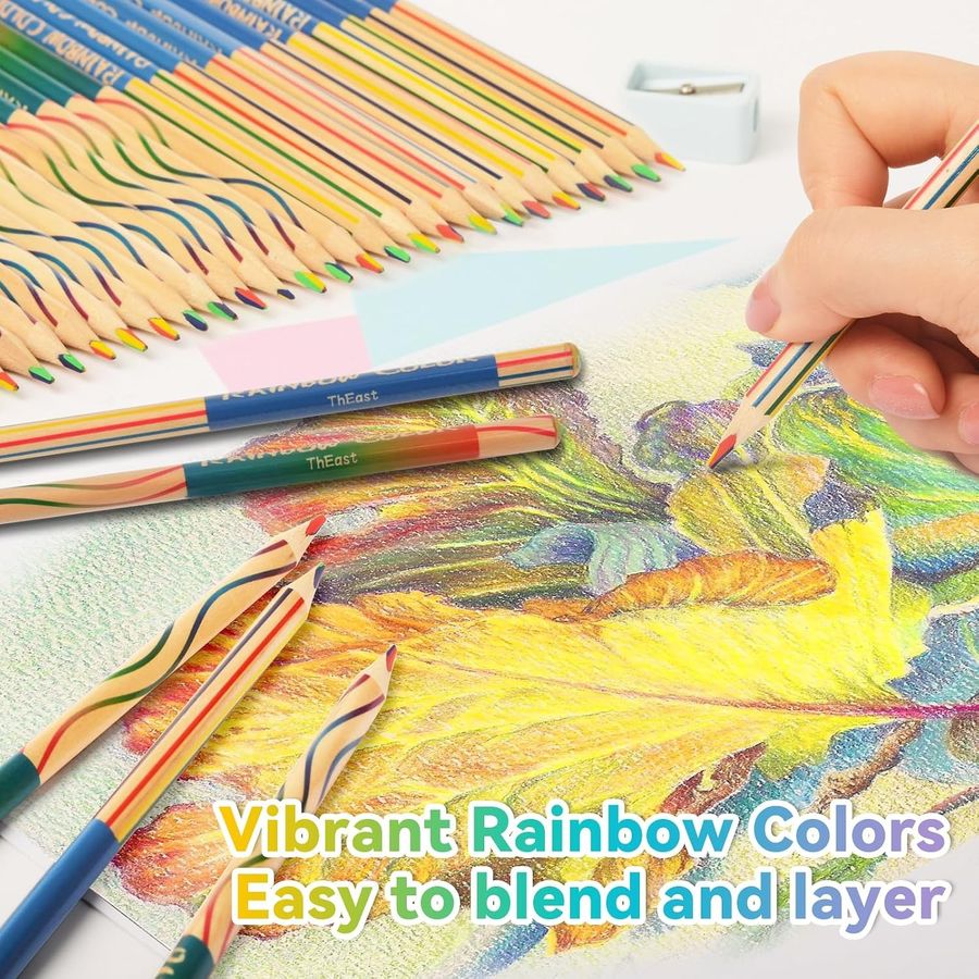 ThEast 4-in-1 Rainbow Pencils, 30 Pack, Natural Wood — view 4