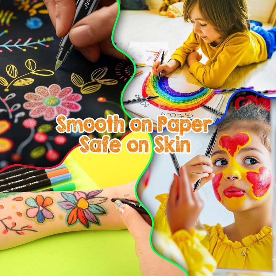 ThEast Dual-Tip Face Painting Markers, 15 Colors — view 3