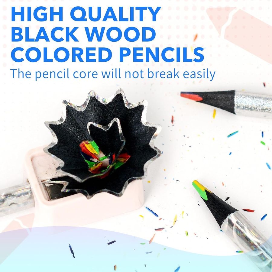 ThEast Holographic 4-in-1 Rainbow Pencils, 10 Pack, Black Wood — view 4