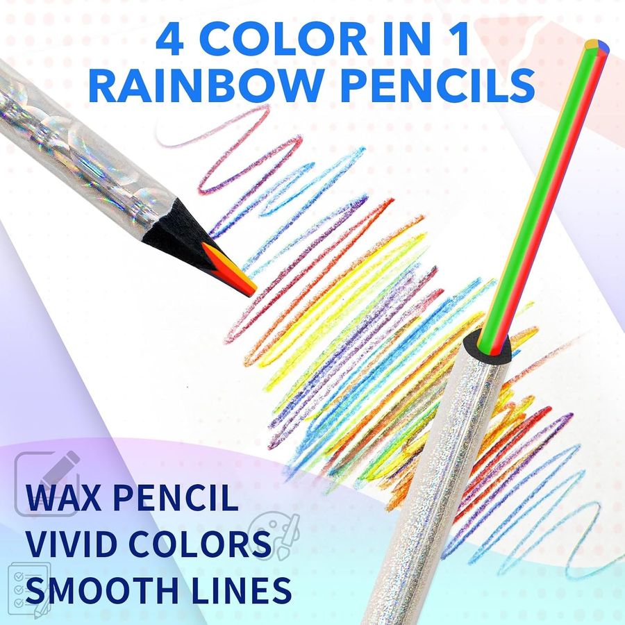 ThEast Holographic 4-in-1 Rainbow Pencils, 30 Pack, Black Wood — view 3
