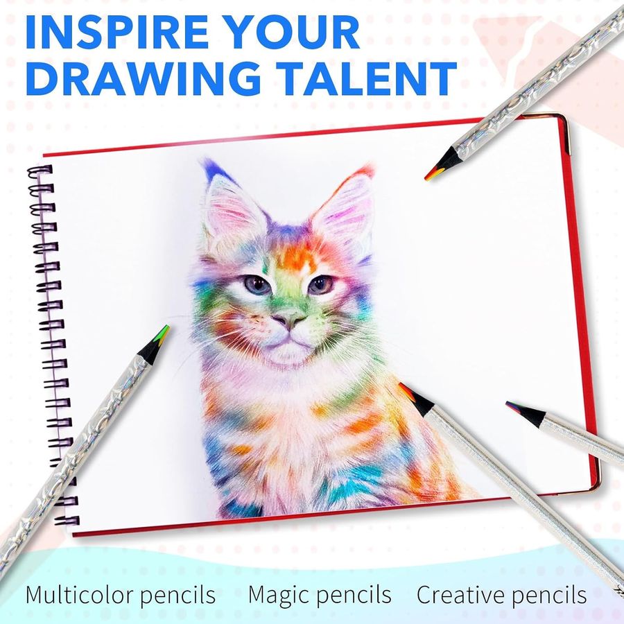 ThEast Holographic 4-in-1 Rainbow Pencils, 30 Pack, Black Wood — view 5