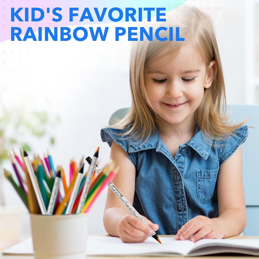 ThEast Holographic 4-in-1 Rainbow Pencils, 30 Pack, Black Wood — view 6