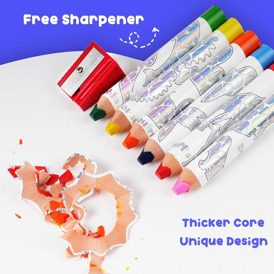 ThEast Jumbo Triangular Toddler Colored Pencils, 8 Colors — view 3
