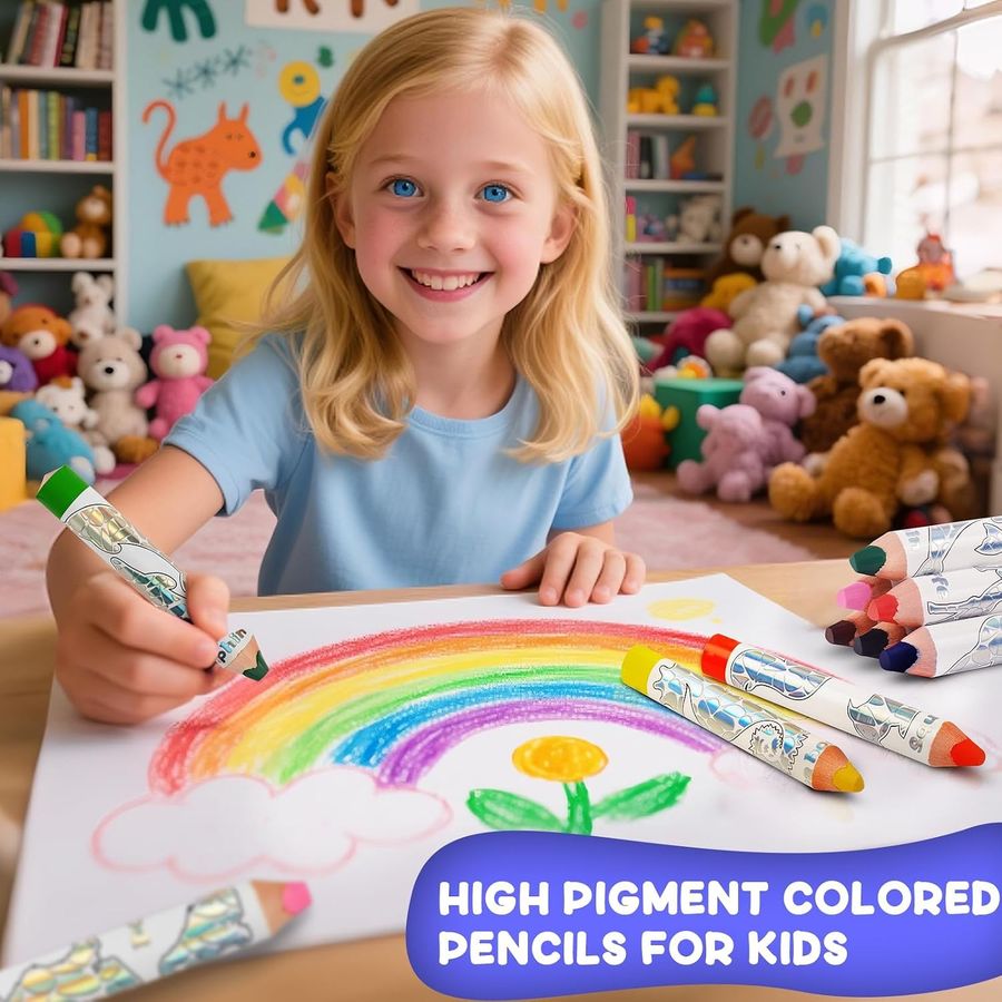 ThEast Jumbo Triangular Toddler Colored Pencils, 8 Colors — view 5