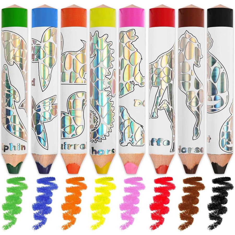 ThEast Jumbo Triangular Toddler Colored Pencils, 8 Colors