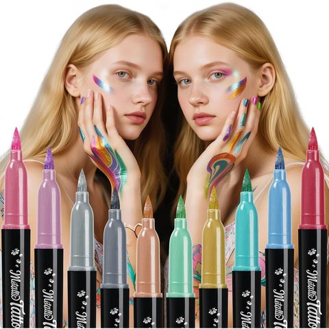 ThEast Metallic Face & Body Paint Markers, 10 Colors