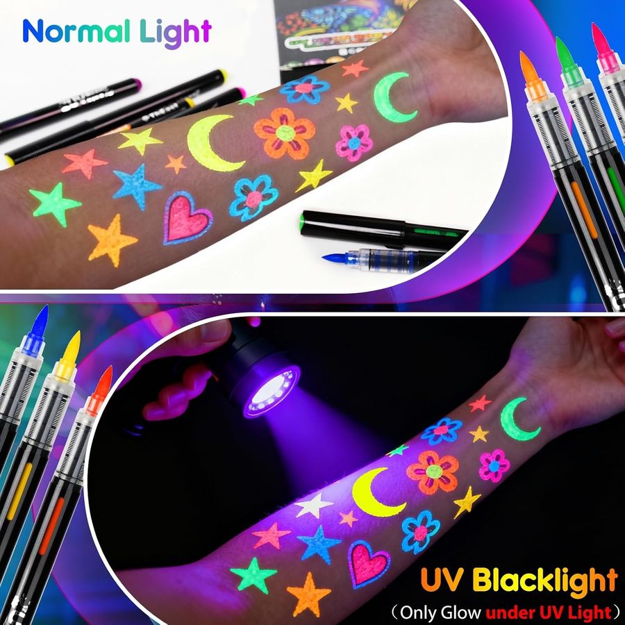 ThEast UV Blacklight Neon Face & Body Paint Markers, 16 Colors — view 3