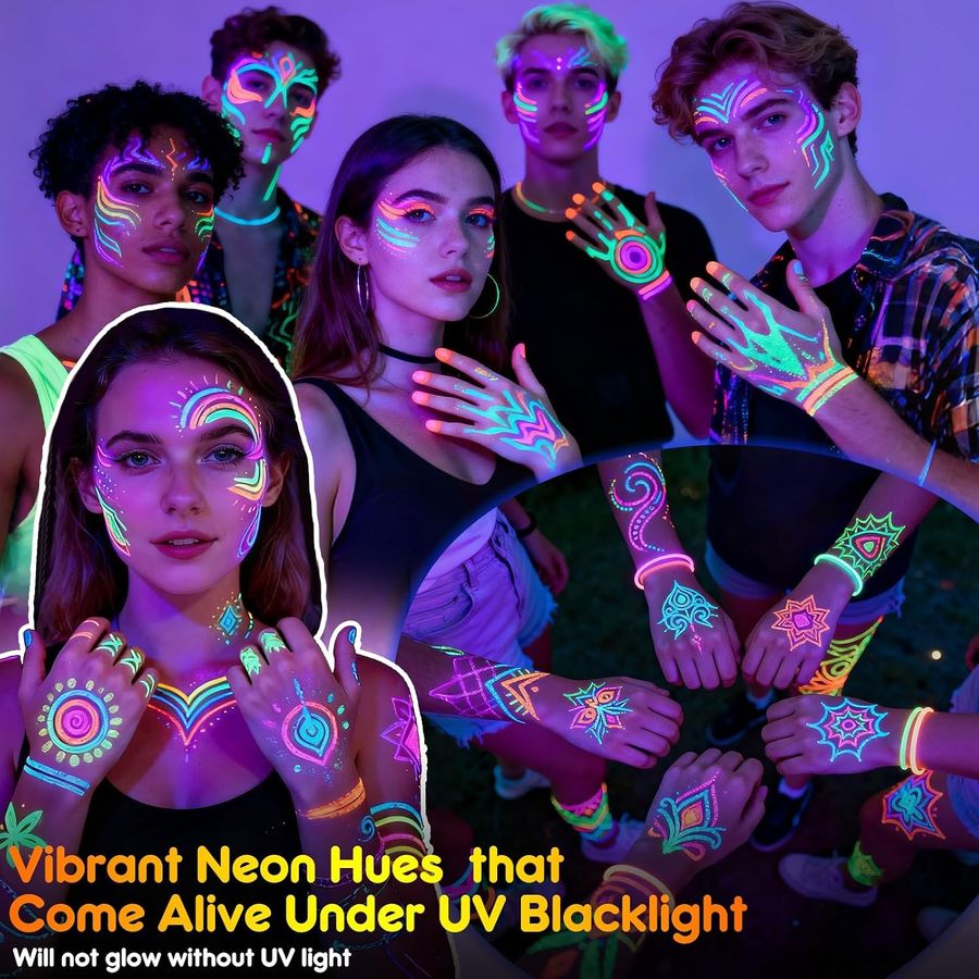 ThEast UV Blacklight Neon Face & Body Paint Markers, 8 Colors — view 6